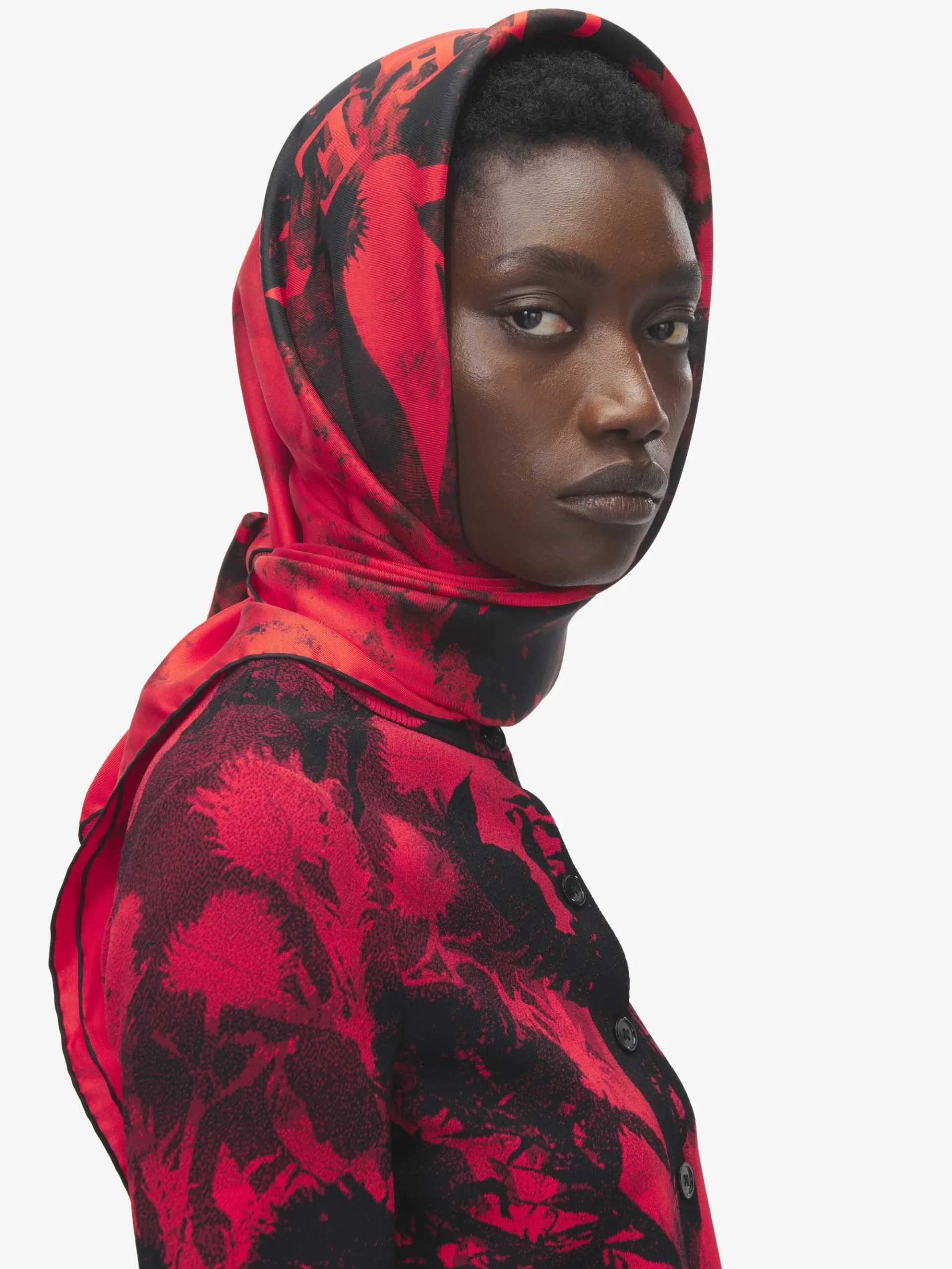 Women's Floral Scarf in Red/Black