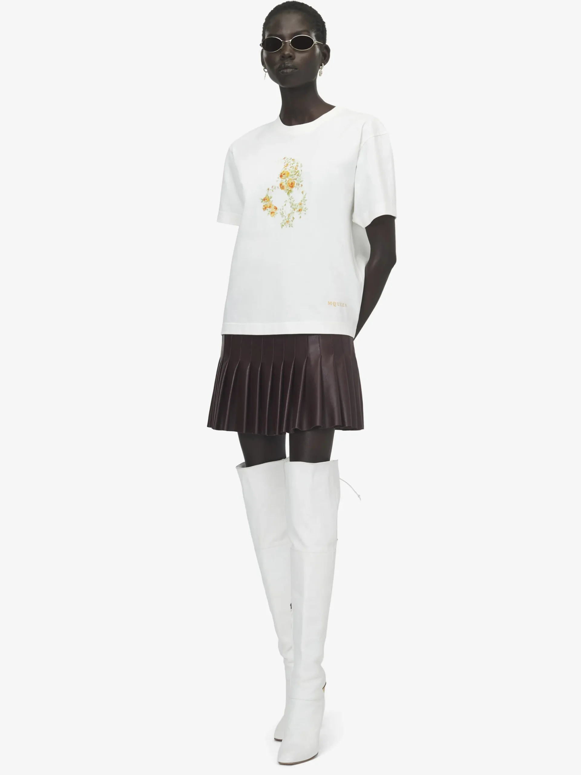 Women's Floral Skull T-shirt in Ivory