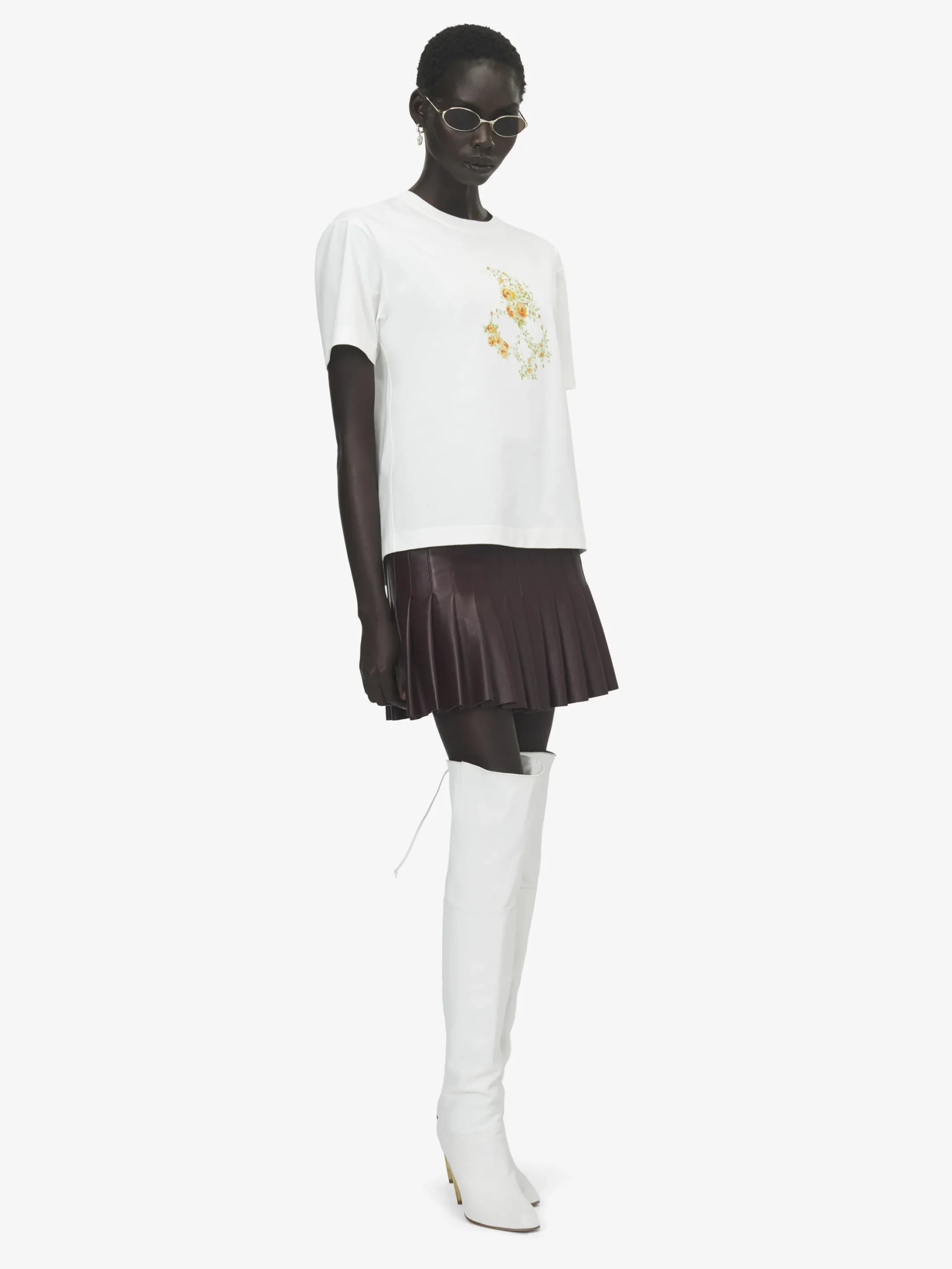 Women's Floral Skull T-shirt in Ivory