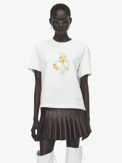 Women's Floral Skull T-shirt in Ivory