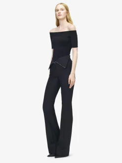 Women's Fold Over Waist Trousers in Black