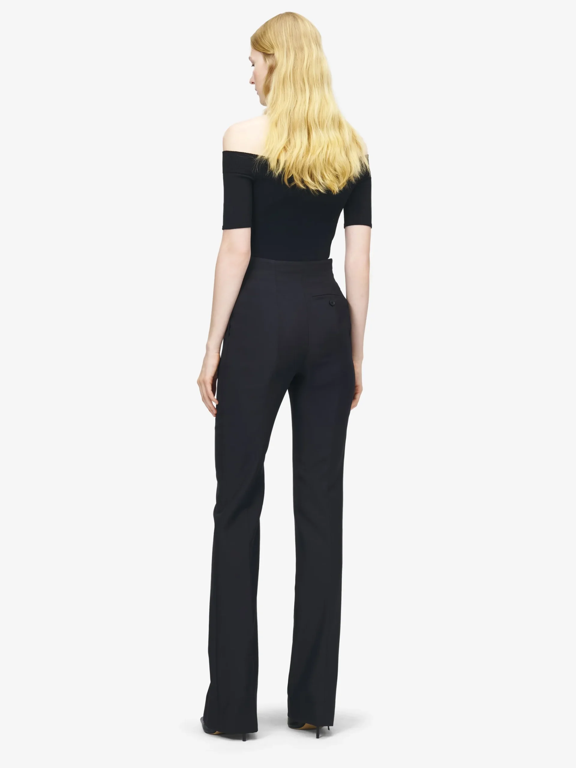 Women's Fold Over Waist Trousers in Black