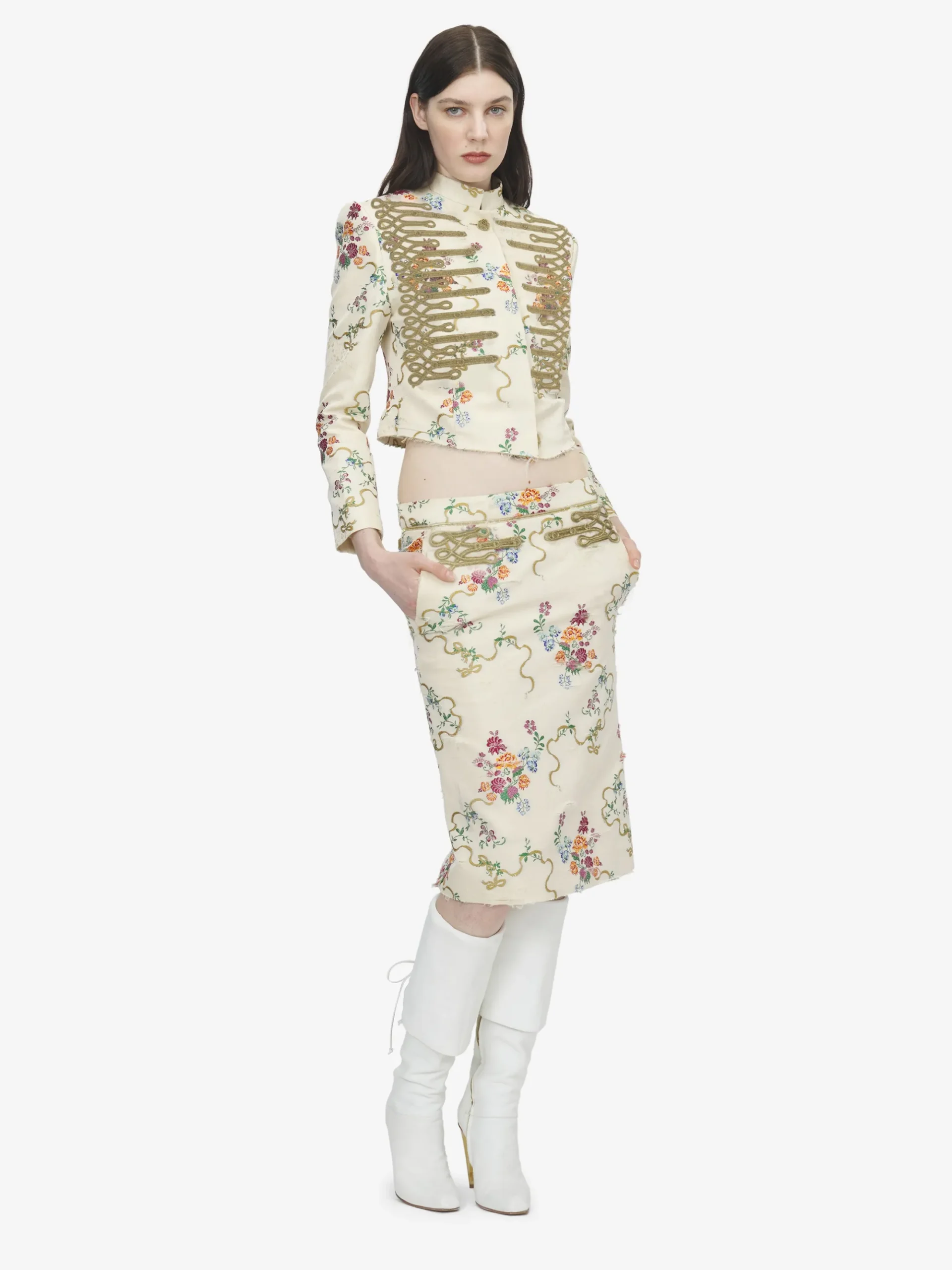 Women's Frogging Embroidery Floral Jacket in Multicolor
