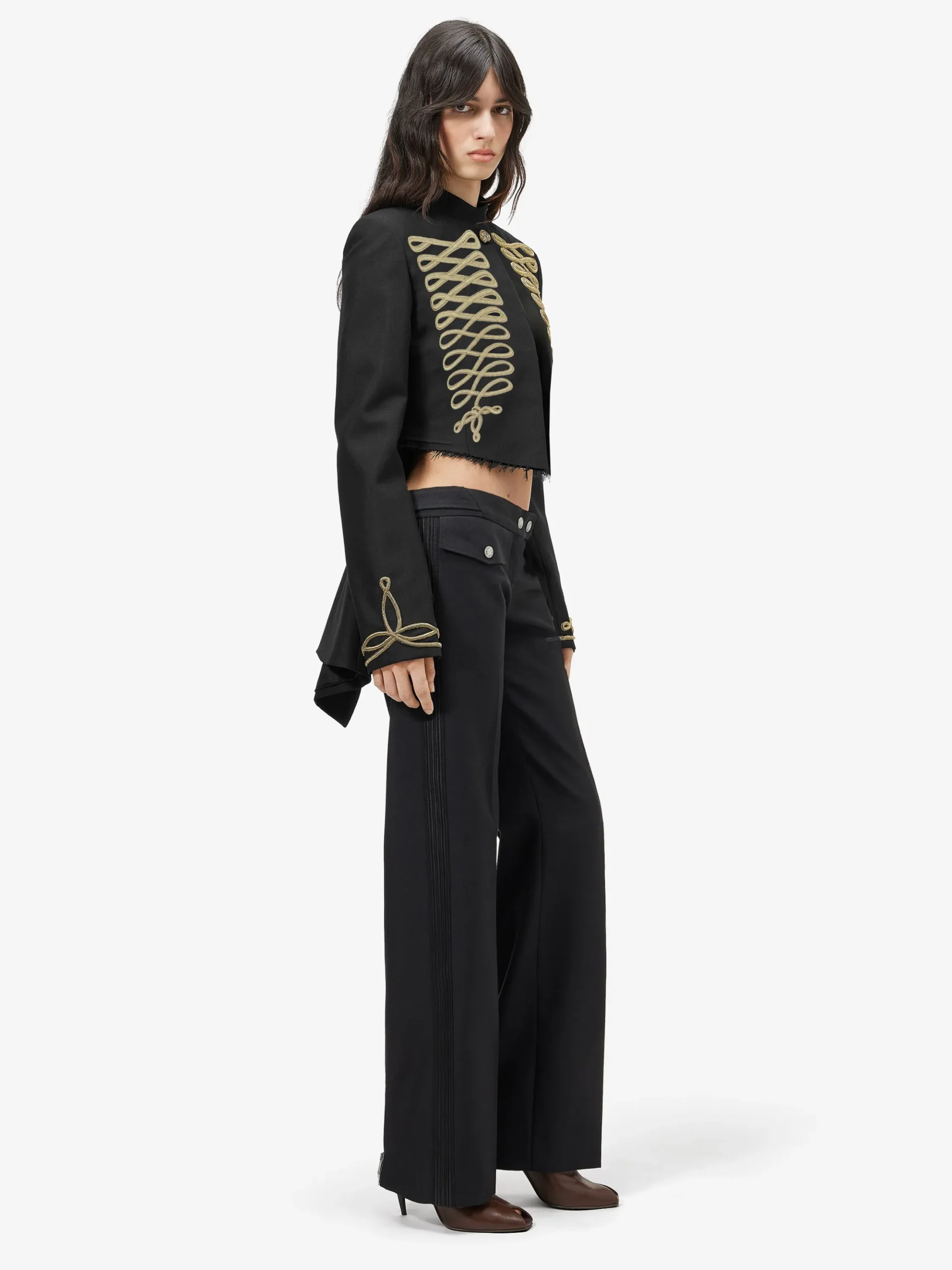 Women's Frogging Embroidery Jacket in Black/Gold