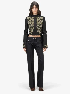Women's Frogging Embroidery Jacket in Black/Gold