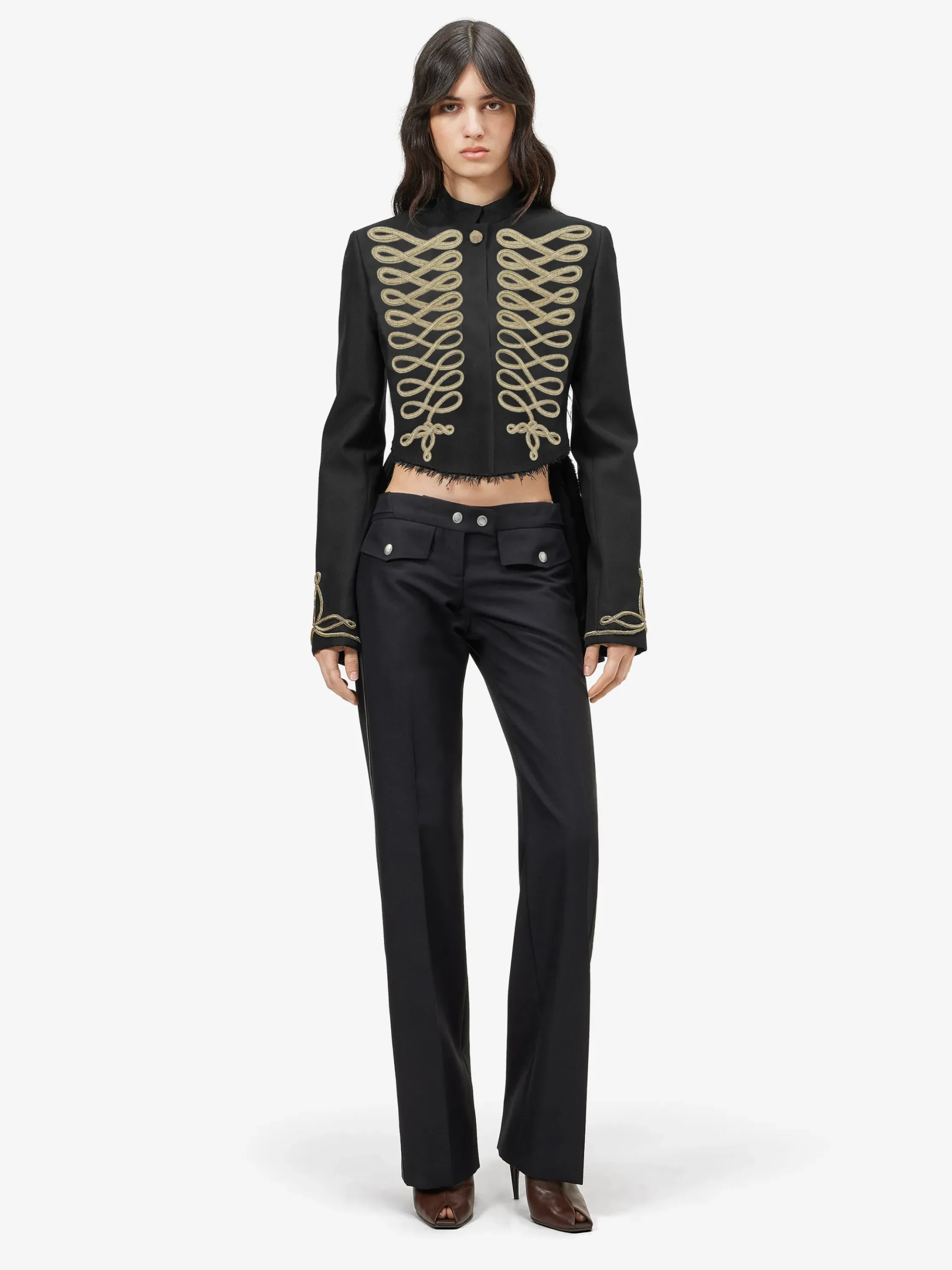 Women's Frogging Embroidery Jacket in Black/Gold