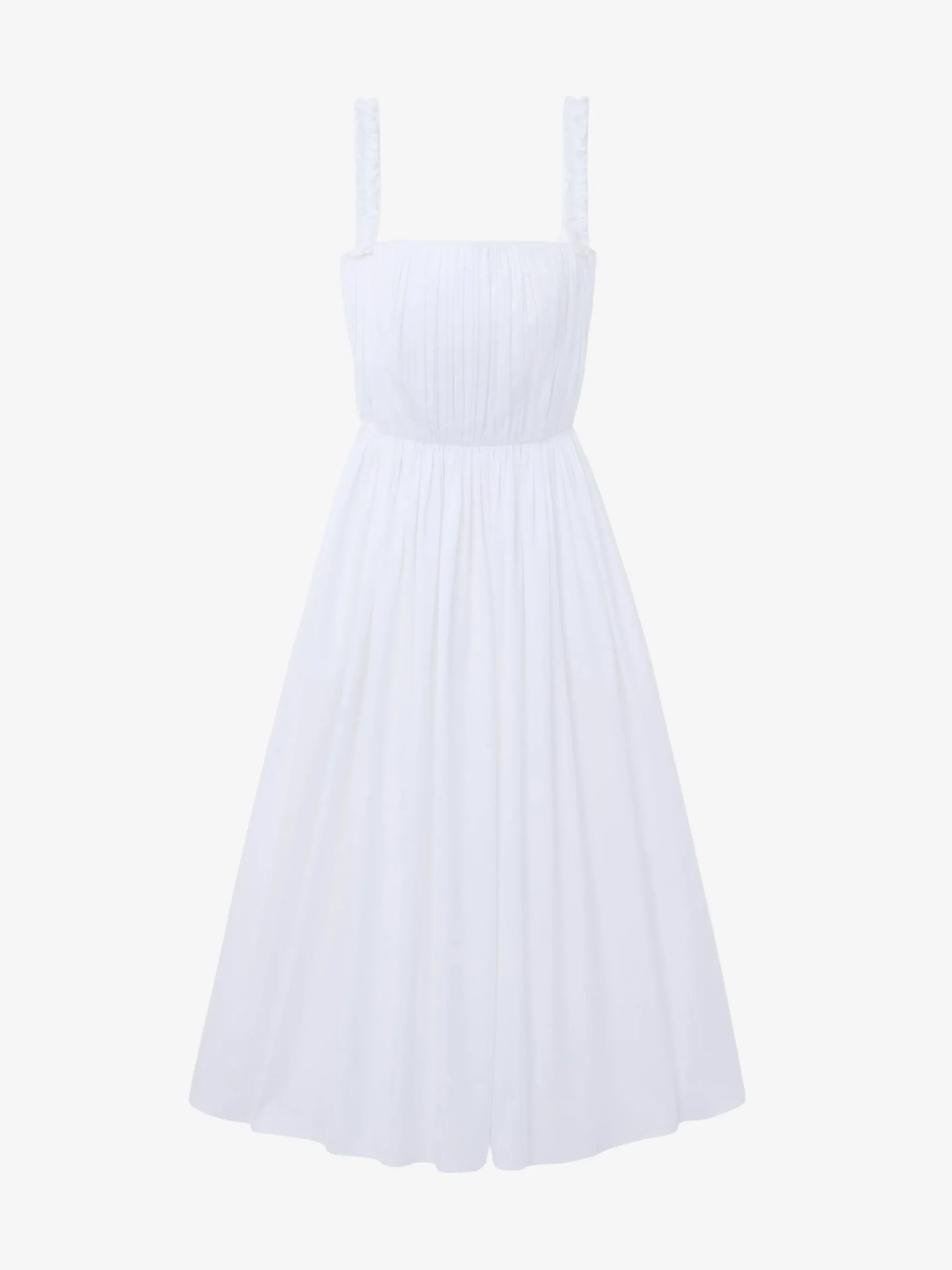 Women's Gathered Midi Dress in Optical White