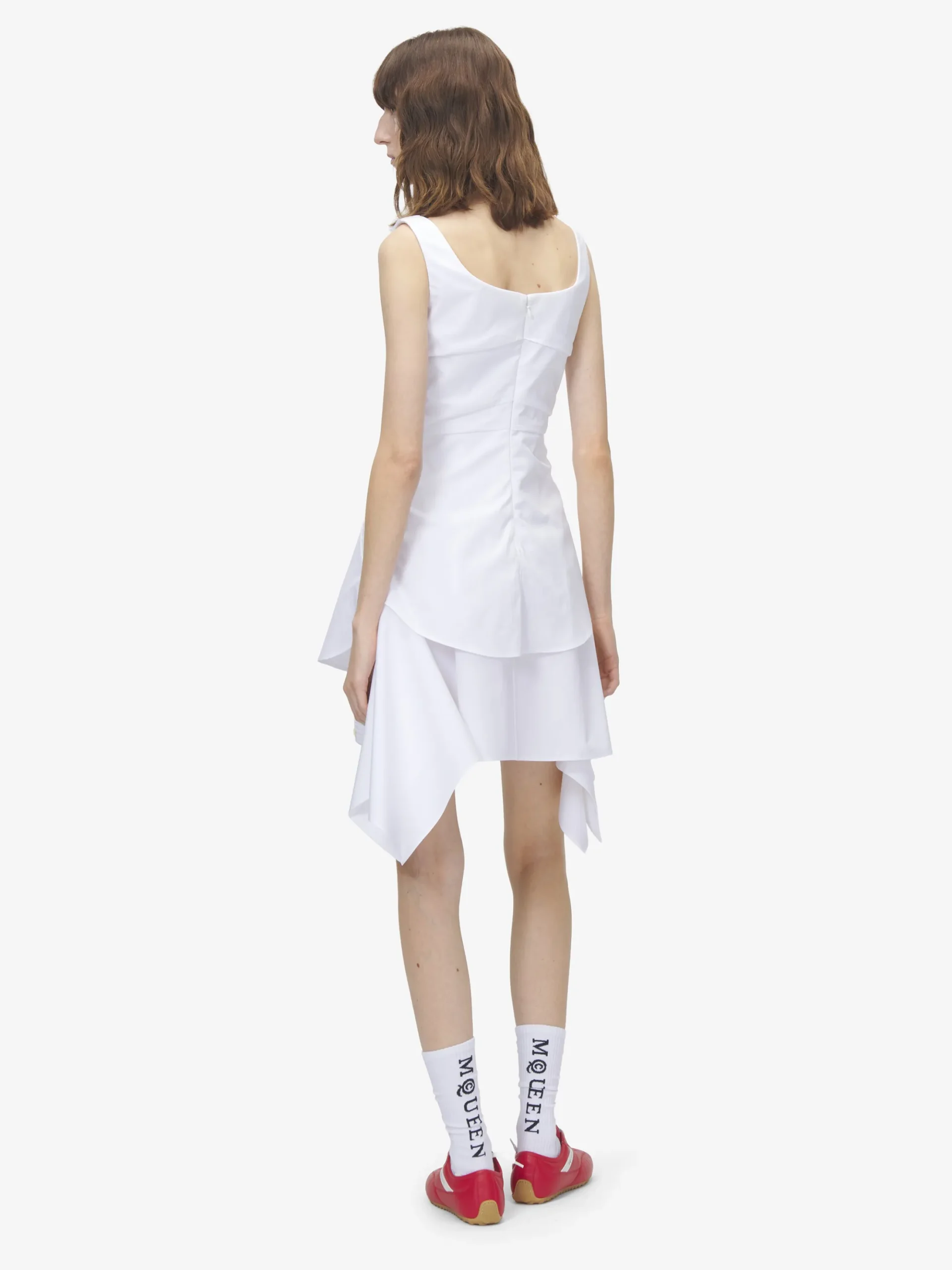 Women's Gathered Mini Dress in Optical White