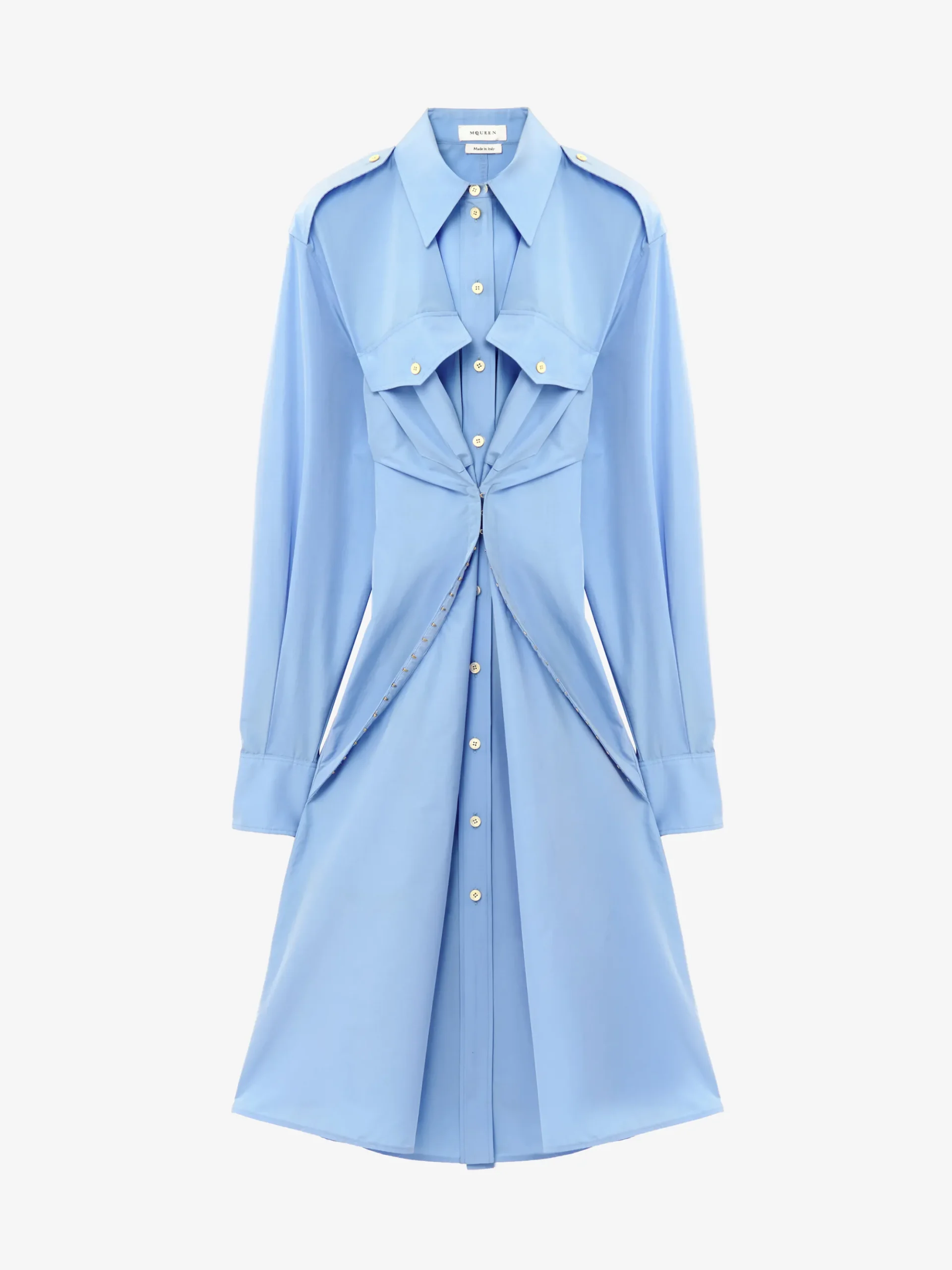 Women's Gathered Shirt Dress in Blue