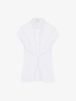 Women's Gathered Short-Sleeved Shirt in Optical White