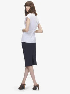 Women's Gathered Short-Sleeved Shirt in Optical White