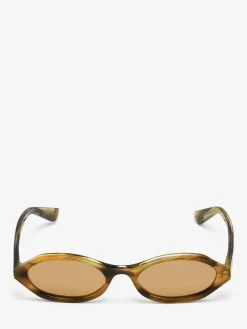 Women's Geometric Oval Sunglasses in Dark Brown