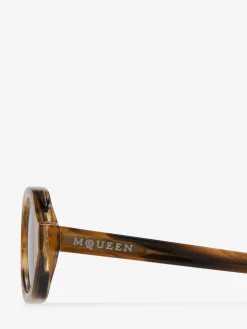 Women's Geometric Oval Sunglasses in Dark Brown