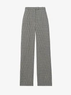 Women's Gingham Check Tailored Trousers in Black/Ivory