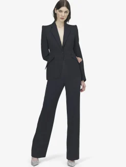 Women's High-waisted Tailored Trousers in Indigo