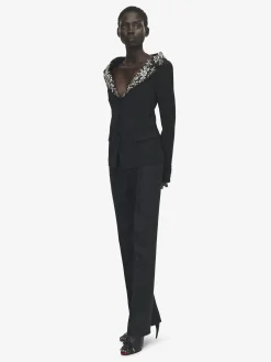 Women's High-waisted Tailored Trousers in Black