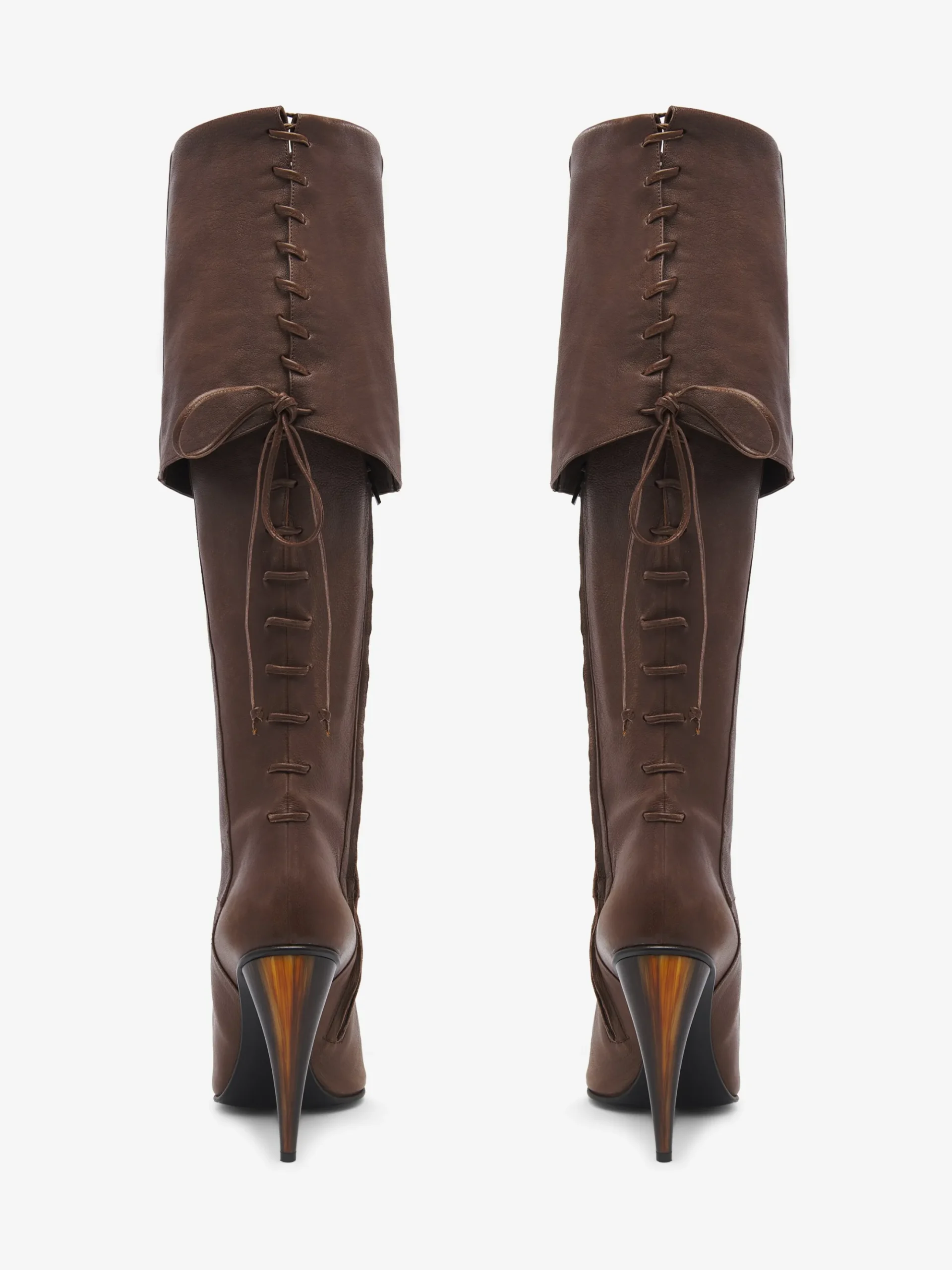 Women's Horn Heel Knee-High Boot in Brown