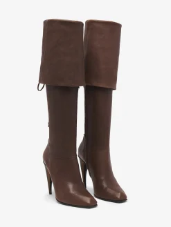 Women's Horn Heel Knee-High Boot in Brown