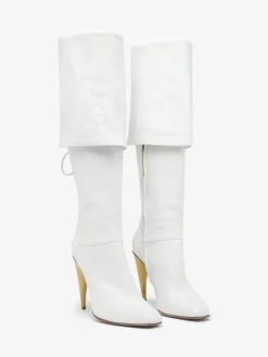 Women's Horn Heel Knee-High Boot in White