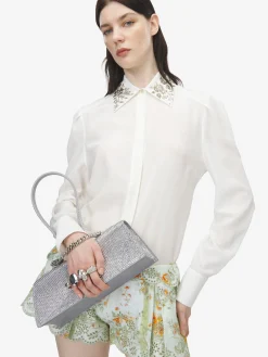 Women's Jewelled Top Handle in Silver-finish