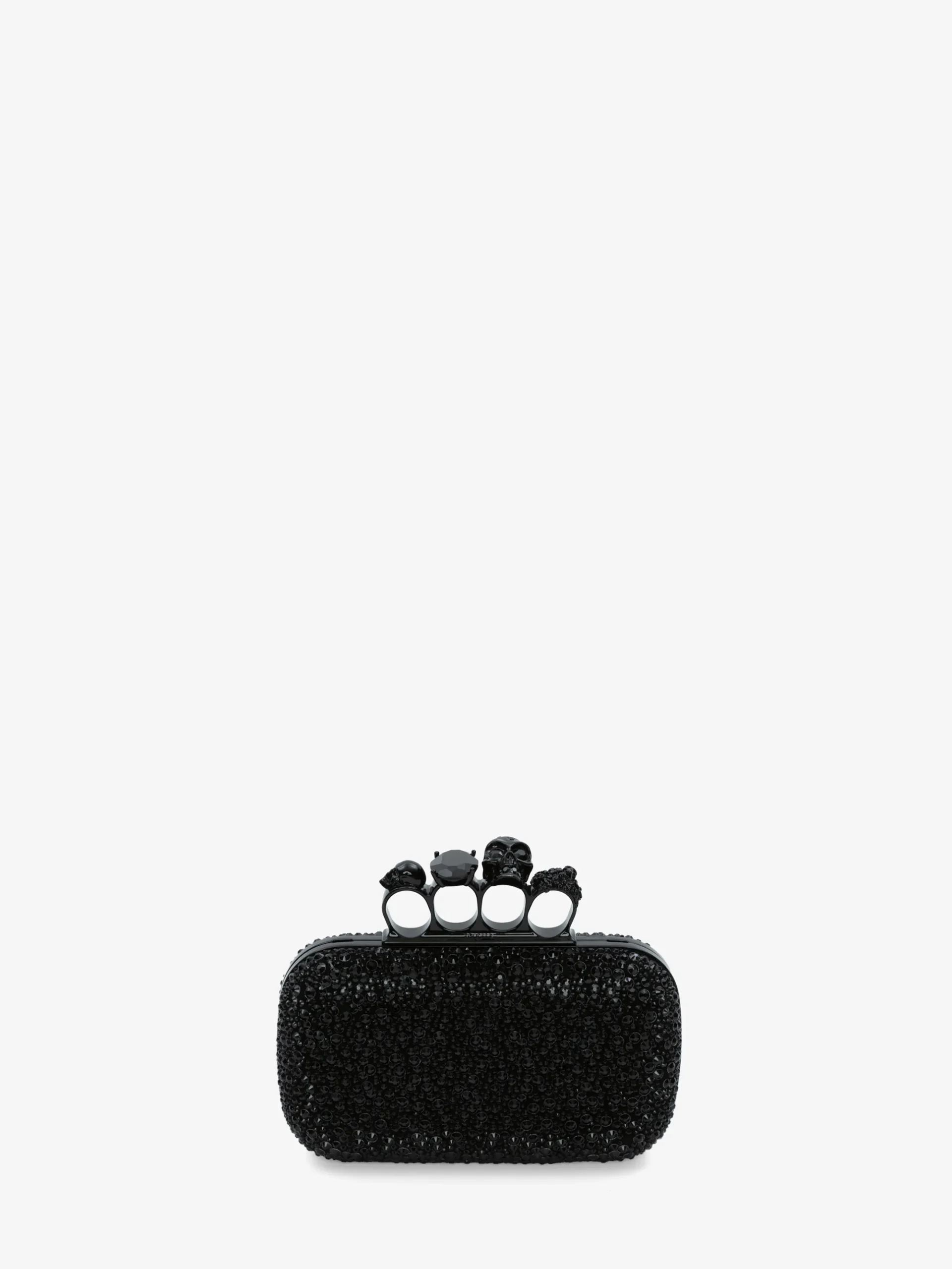 Women's Knuckle Clutch With Chain in Black