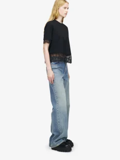 Women's Lace Detail T-shirt in Black