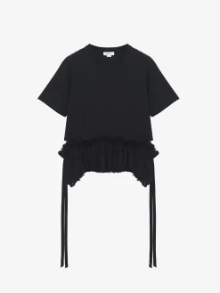 Women's Lace Peplum T-shirt in Black