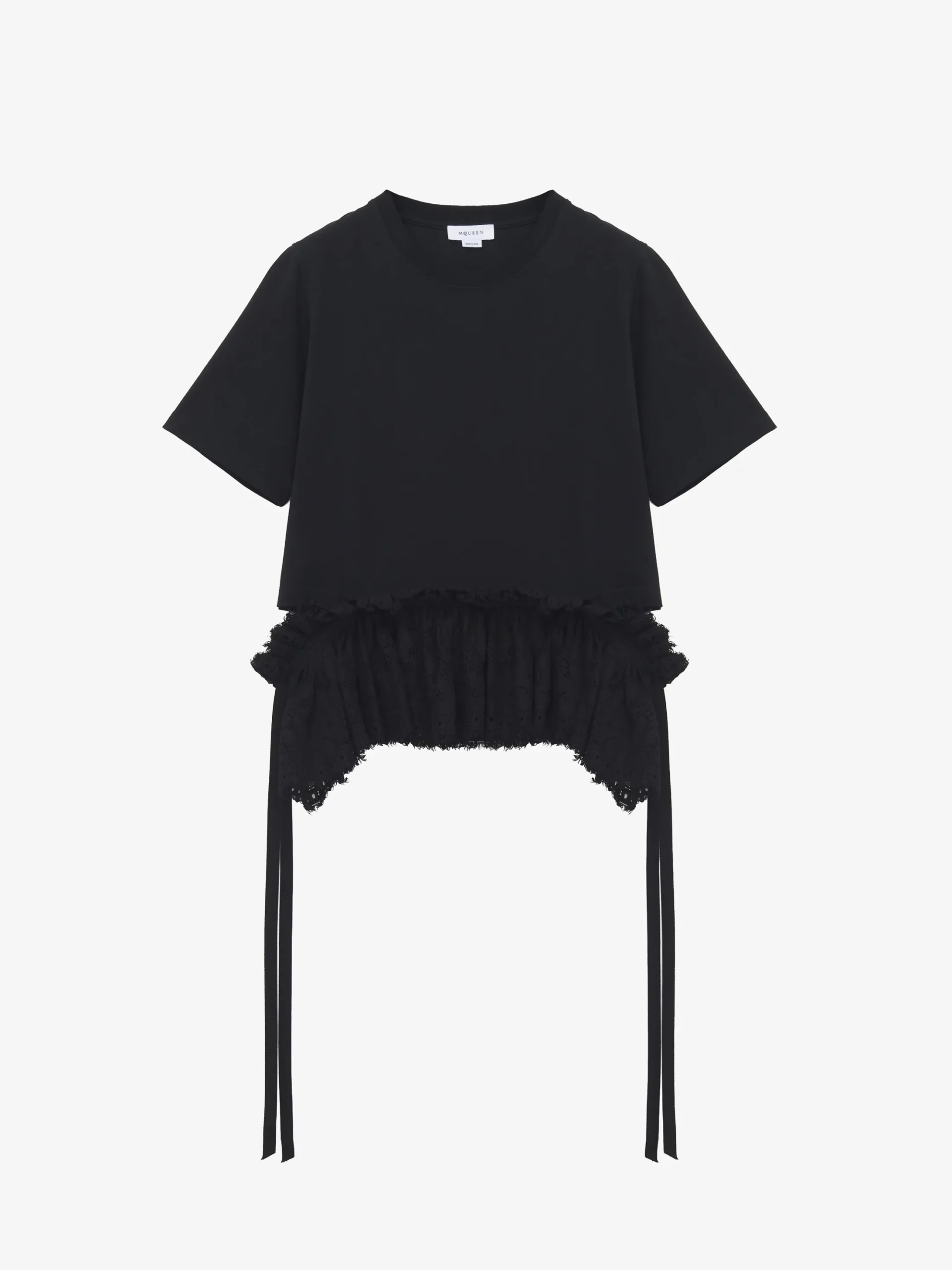 Women's Lace Peplum T-shirt in Black