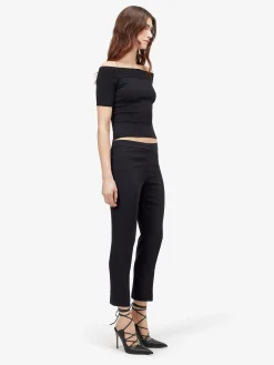 Women's Leaf Crepe Cigarette Trouser in Black