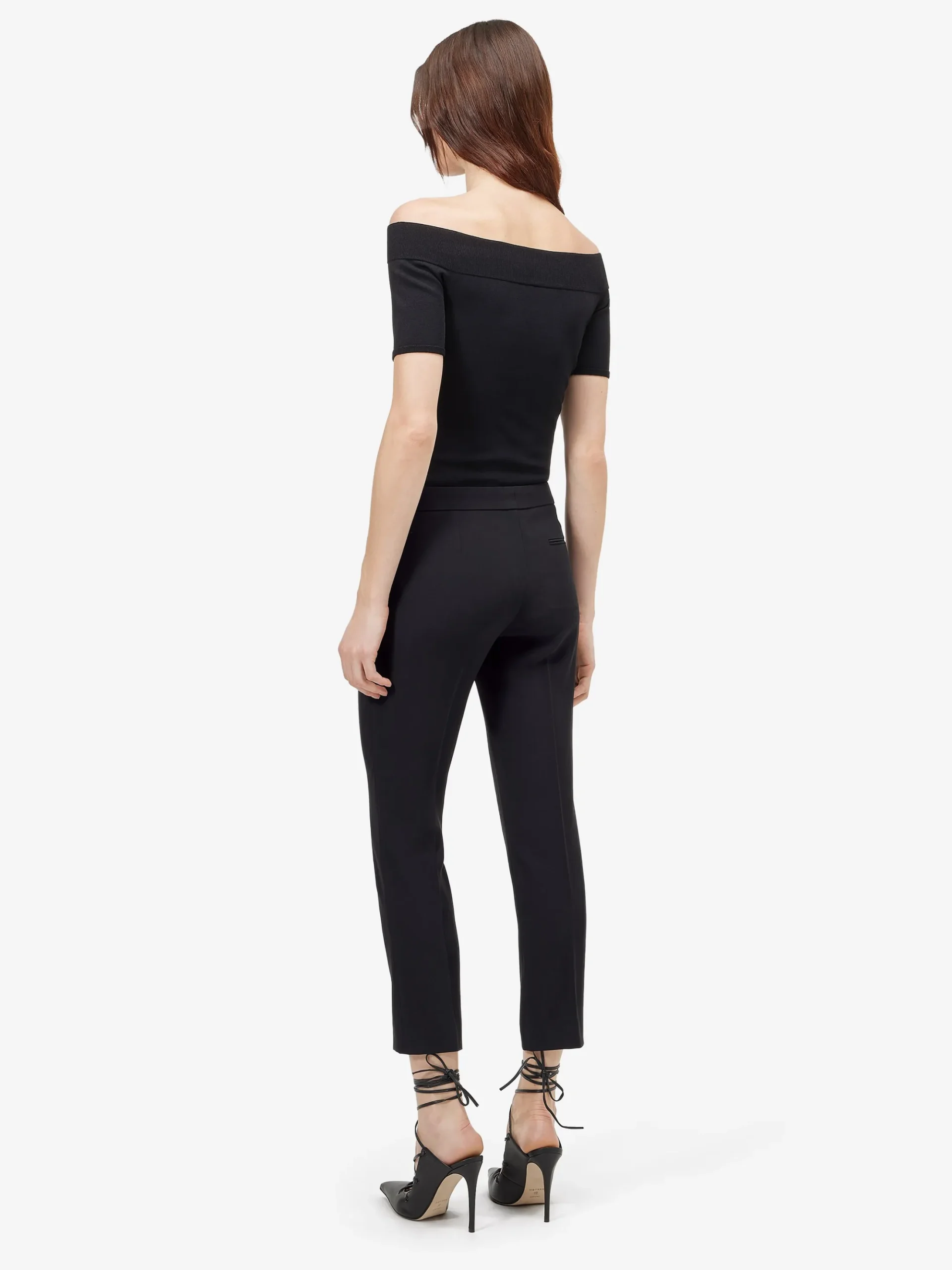 Women's Leaf Crepe Cigarette Trouser in Black