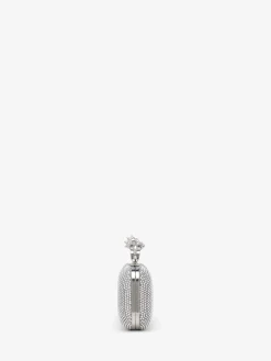 Women's Long Knuckle Clutch in Silver-finish