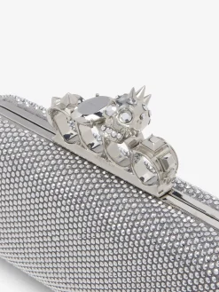 Women's Long Knuckle Clutch in Silver-finish