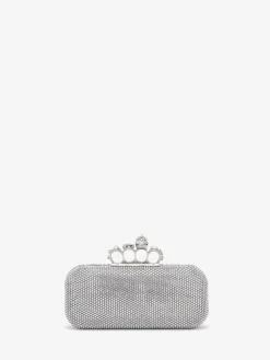 Women's Long Knuckle Clutch in Silver-finish