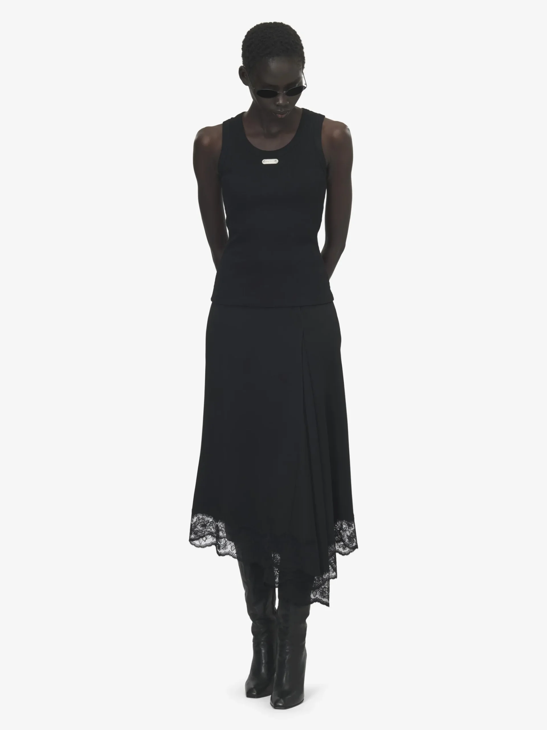 Women's McQueen Placket Tank Top in Black