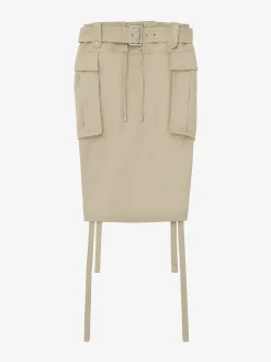 Women's Midi Cargo Skirt in Beige