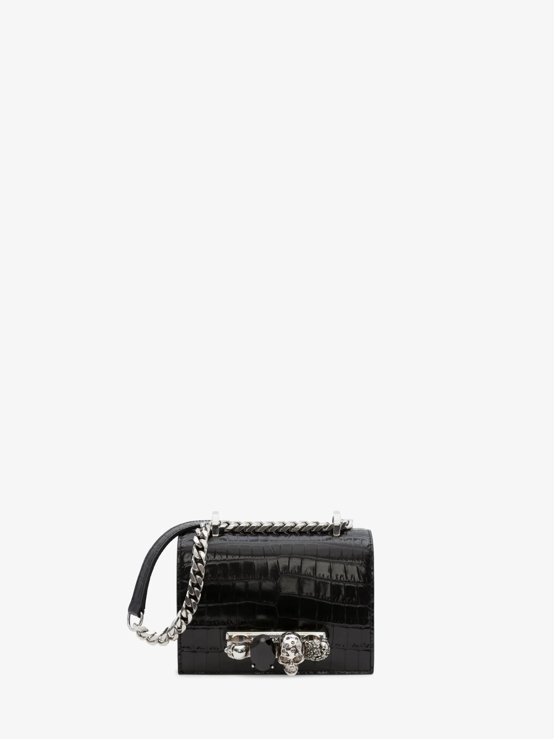 Women's Mini Jewelled Satchel in Black/Silver