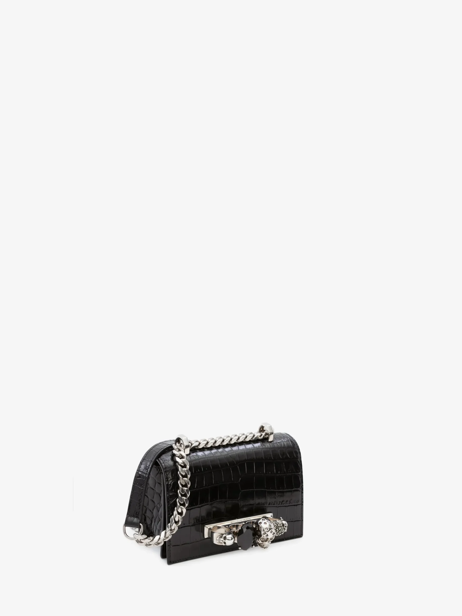 Women's Mini Jewelled Satchel in Black/Silver