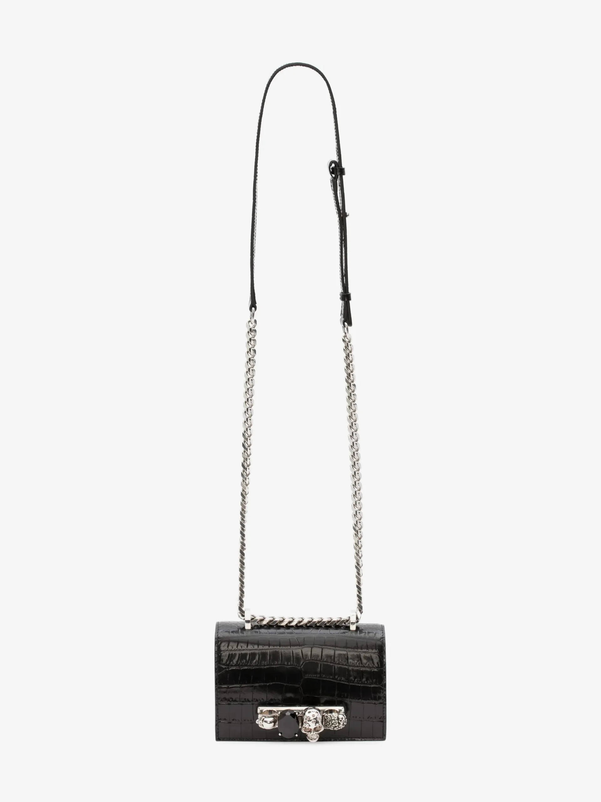 Women's Mini Jewelled Satchel in Black/Silver
