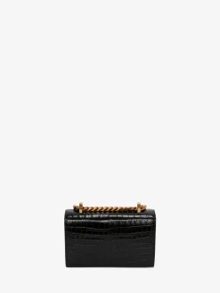 Women's Mini Jewelled Satchel in Black/Gold