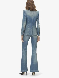 Women's Narrow Bootcut Denim Trouser in Washed Blue