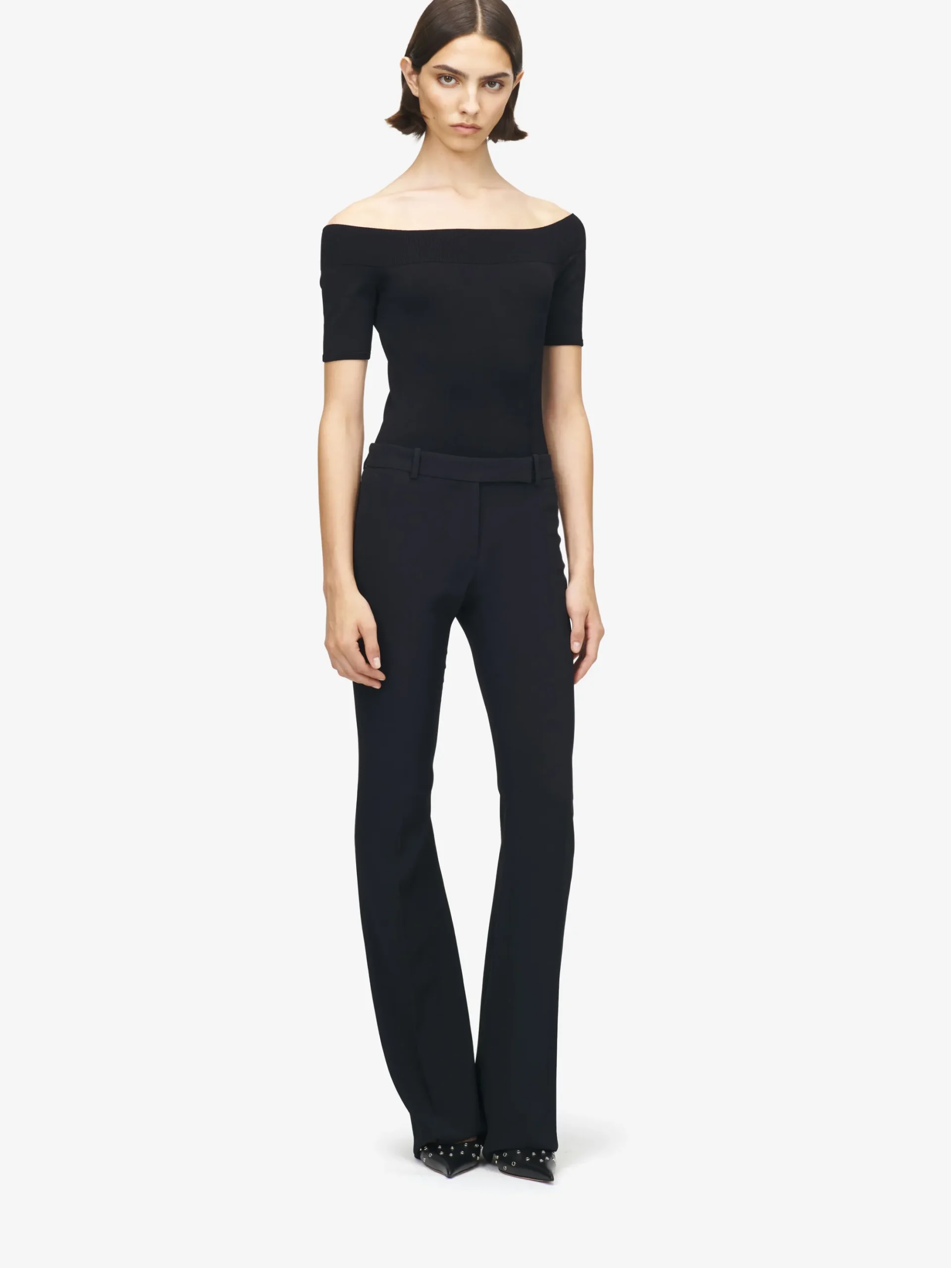 Women's Narrow Bootcut Trousers in Black