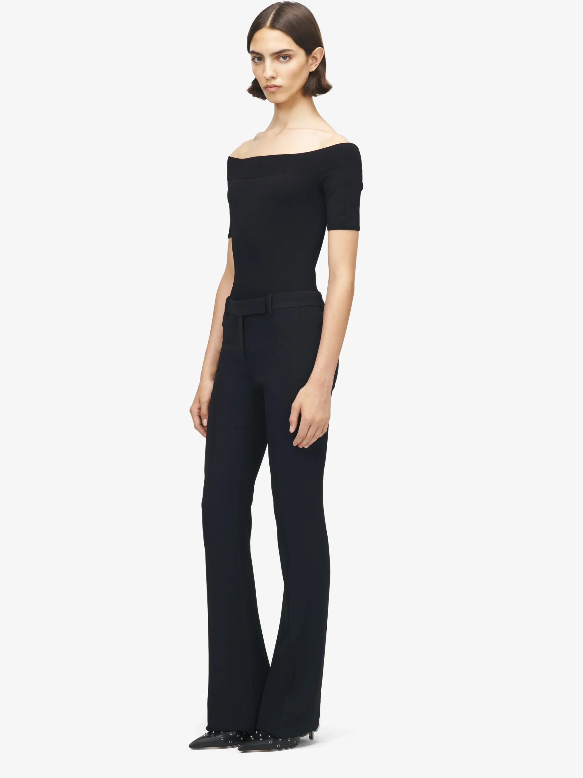 Women's Narrow Bootcut Trousers in Black