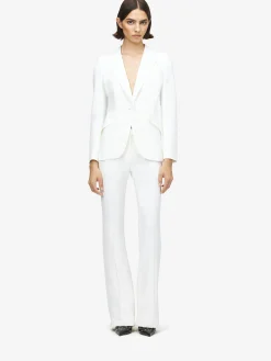 Women's Narrow Bootcut Trousers in Light Ivory