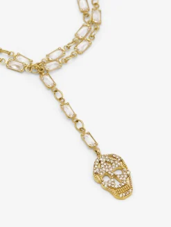 Women's Pavé Skull Bracelet in Pale Gold-finish