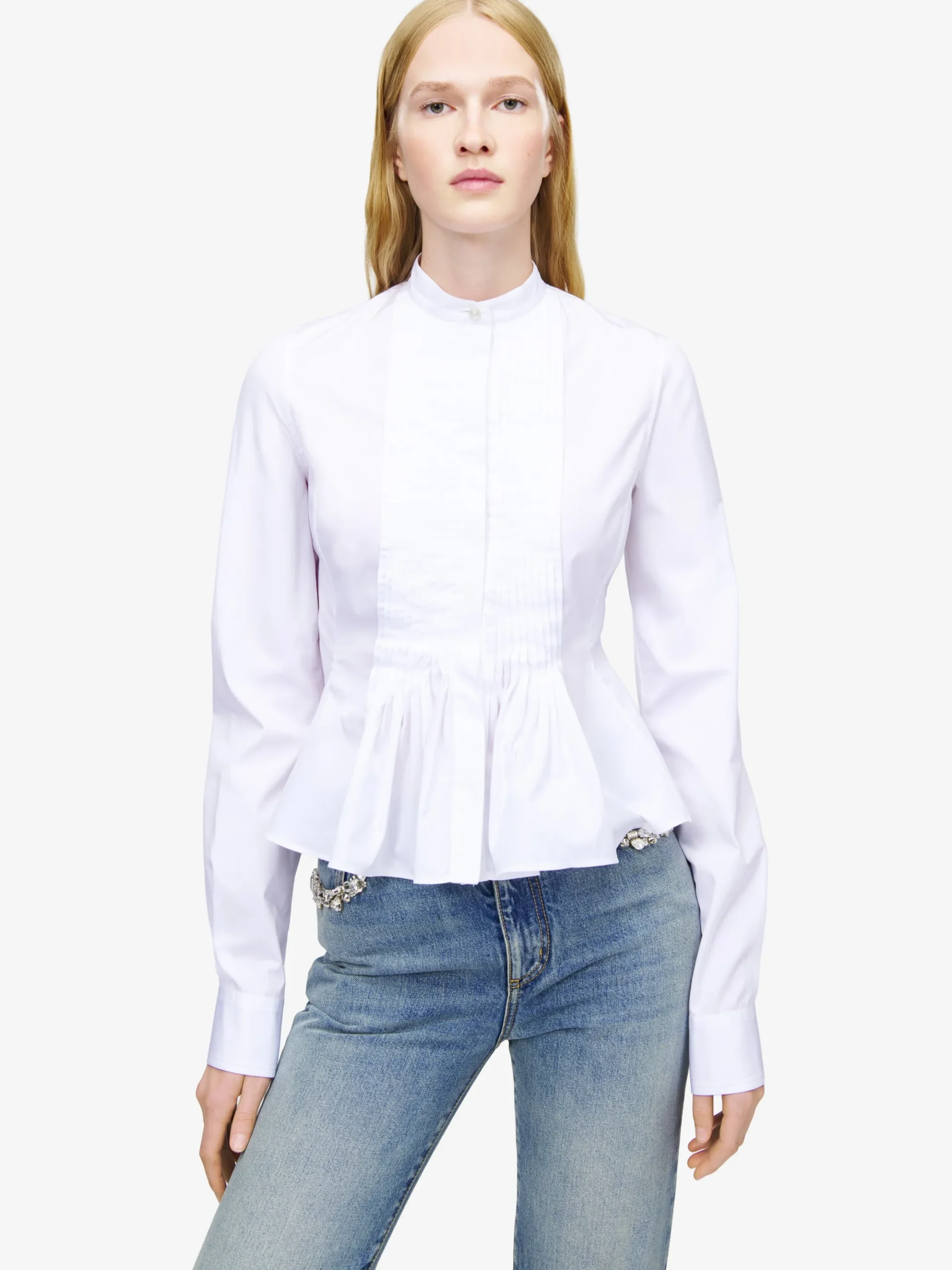 Women's Peplum Shirt in Optical White