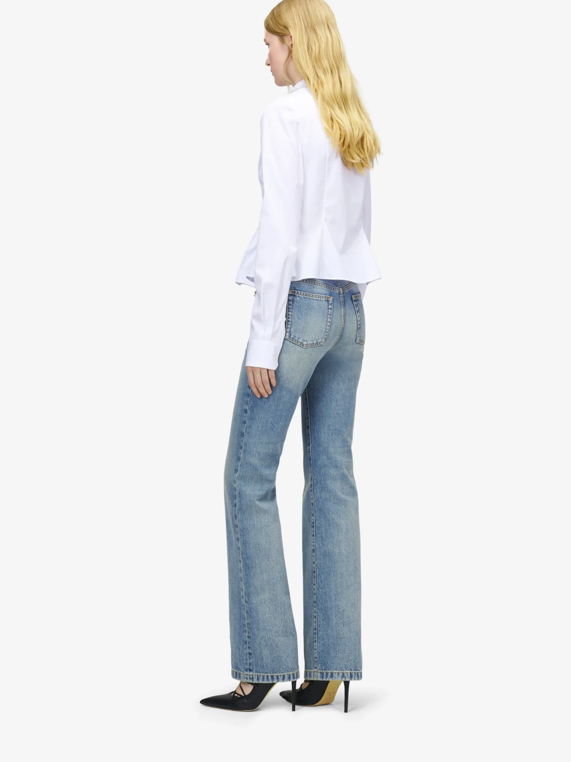 Women's Peplum Shirt in Optical White