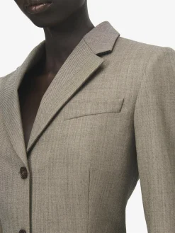 Women's Peplum Single-breasted Jacket in Light Brown