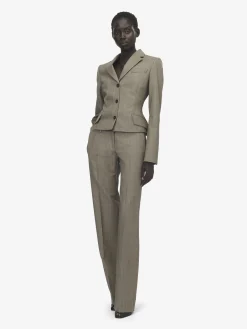 Women's Peplum Single-breasted Jacket in Light Brown