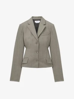 Women's Peplum Single-breasted Jacket in Light Brown