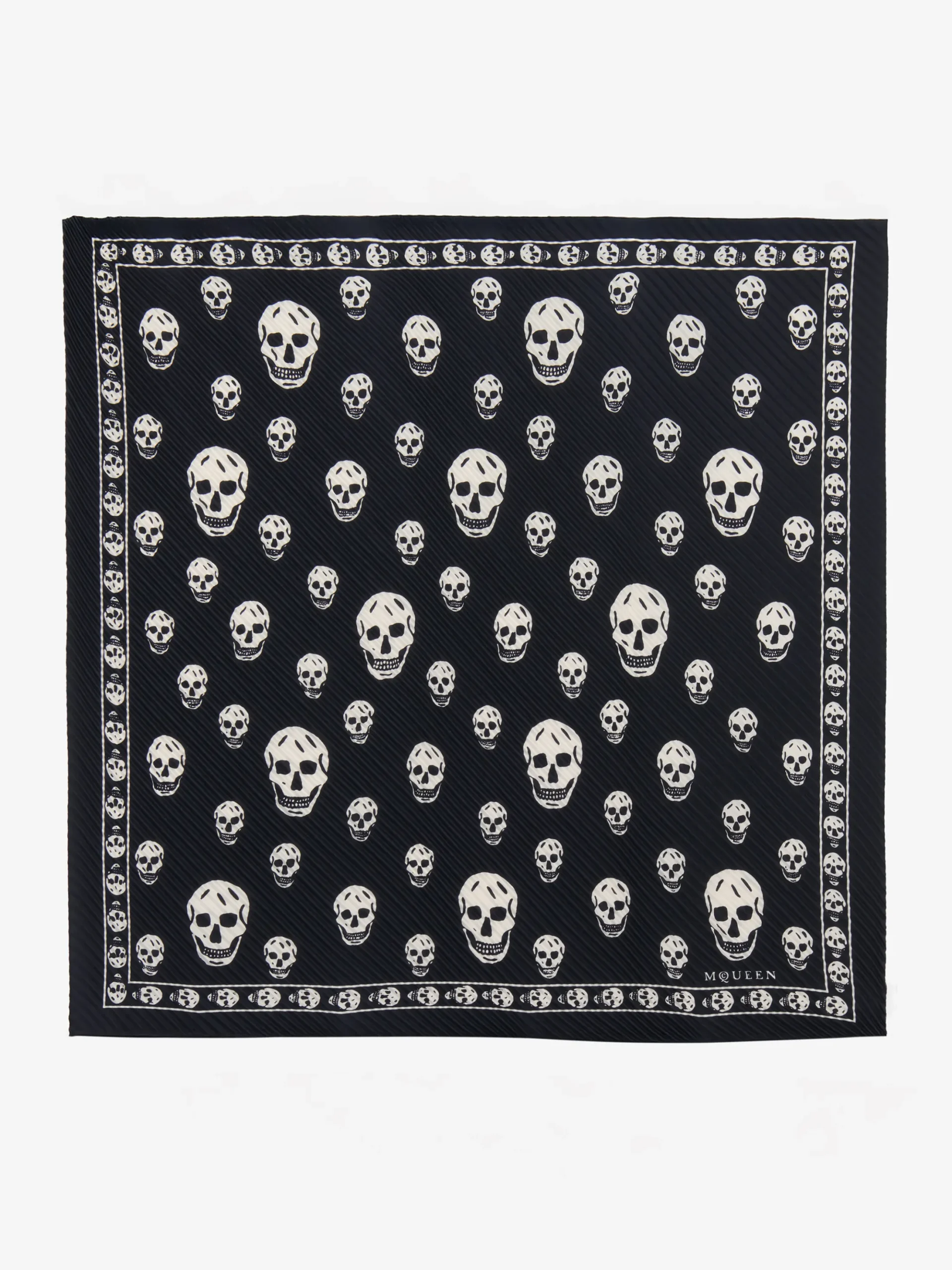 Women's Pleated Skull Scarf in Black/Ivory